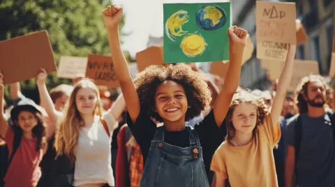 population qui manifeste pour l'action pour le climat 